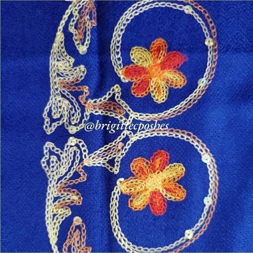 CHALINA Blue Embroidered Shawl